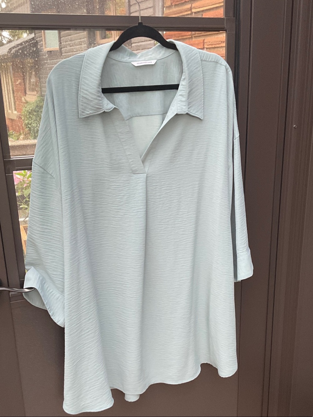 Penningtons Light Sage V-Neck Collar Tunic Blouse